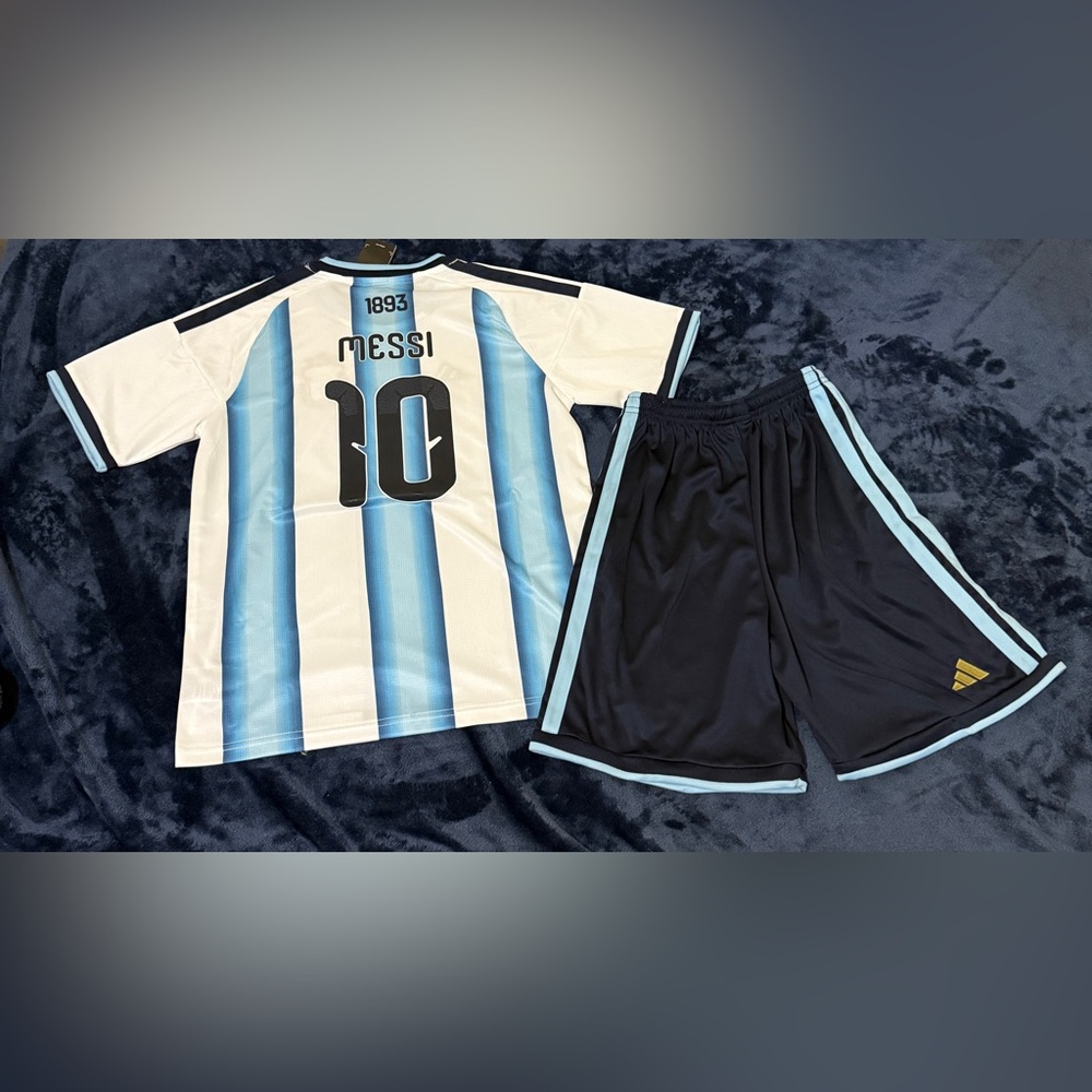 Argentina 2025-26 Home kids soccer Jersey set Messi #10 #size 20-28 - Picture 2 of 3